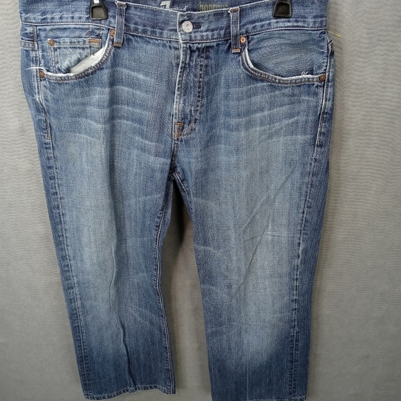 7 for all mankind men's bootcut blue jeans sz 36x29. Rise 10". 293 8pm - Picture 2 of 9